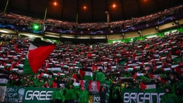 Celtic taraftarı, Atletico Madrid maçında tribünleri Filistin bayrağıyla donattı