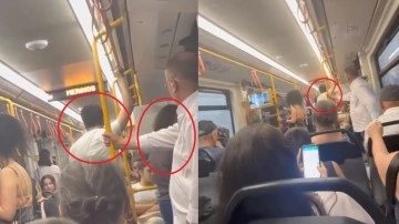 Eşini metroda başka kadınla gördü, çılgına döndü. Kadının eşine kızdığı anlar anbean kaydedildi