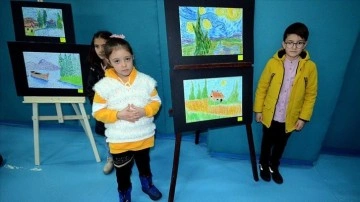 Kars'ta çocuklar "Van Gogh" tarzıyla hayallerini tuale aktardı